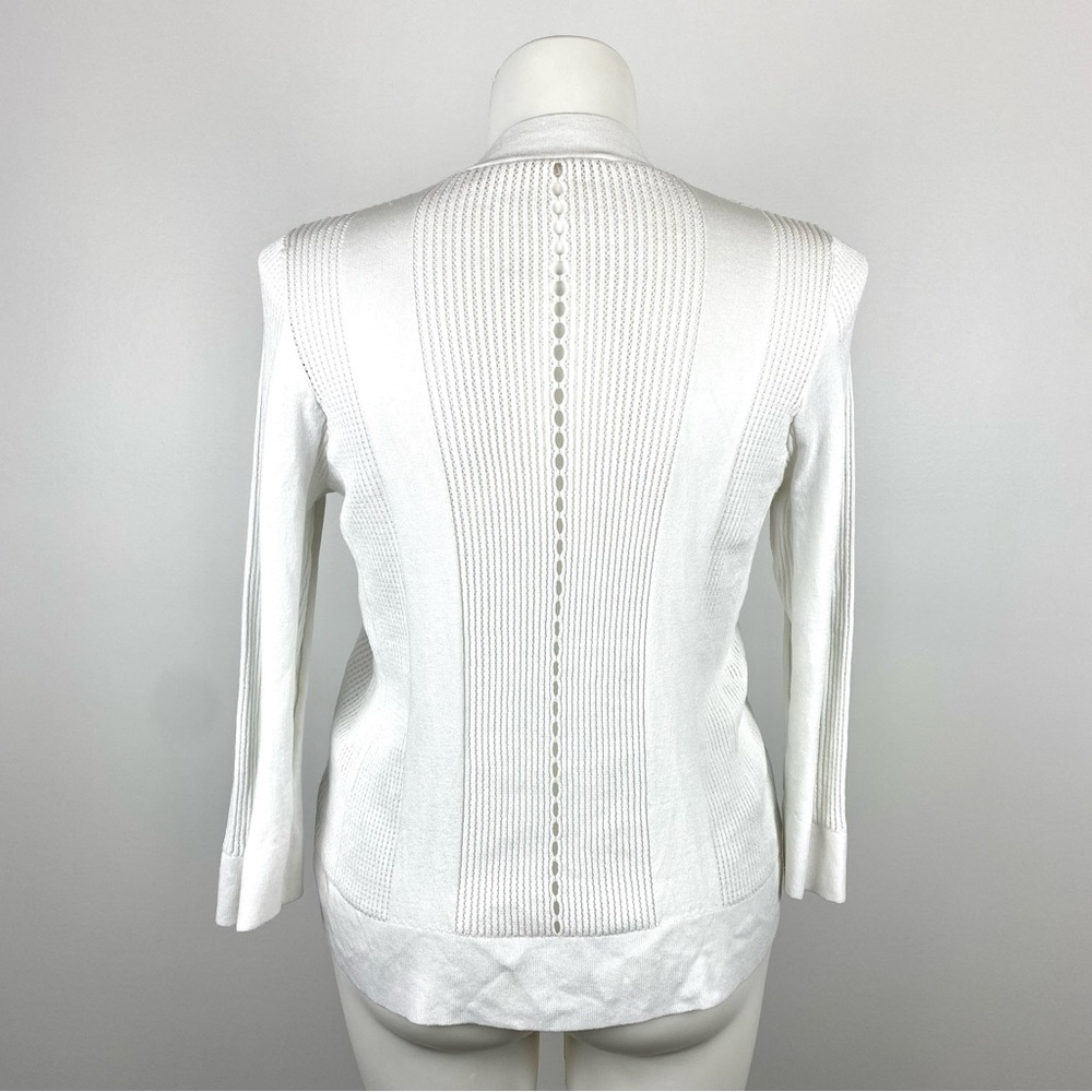 Cyrus Open Front White Cardigan Long Sleeves Lightweight Beachy L - Picture 6 of 12